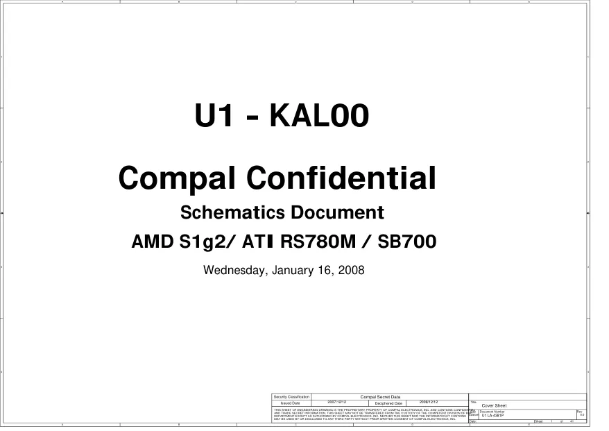 Compal LA-4381P (KAL00) - Схема Rev: 0.0, ANRKAL0000