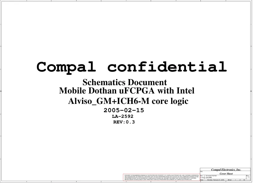 Compal LA-2592 - Схема Rev: 0.3, Lenovo, TY100
