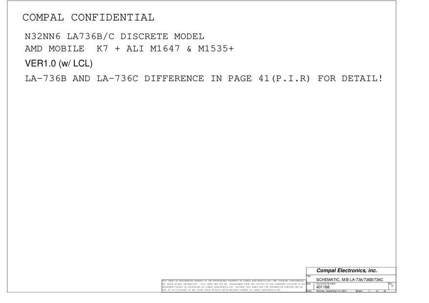 Compal LA-736B/C (N32NN6) - Схема Rev: 1.A