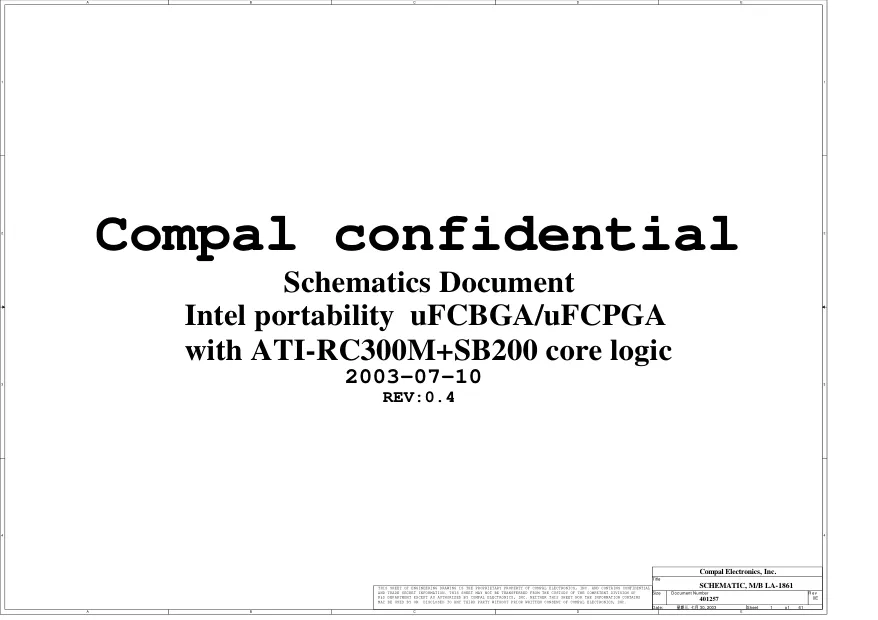 Compal LA-1861 - Схема Rev: 0.4