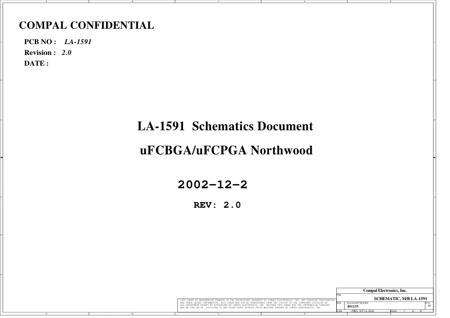 Compal LA-1591 - Схема Rev: 2.0