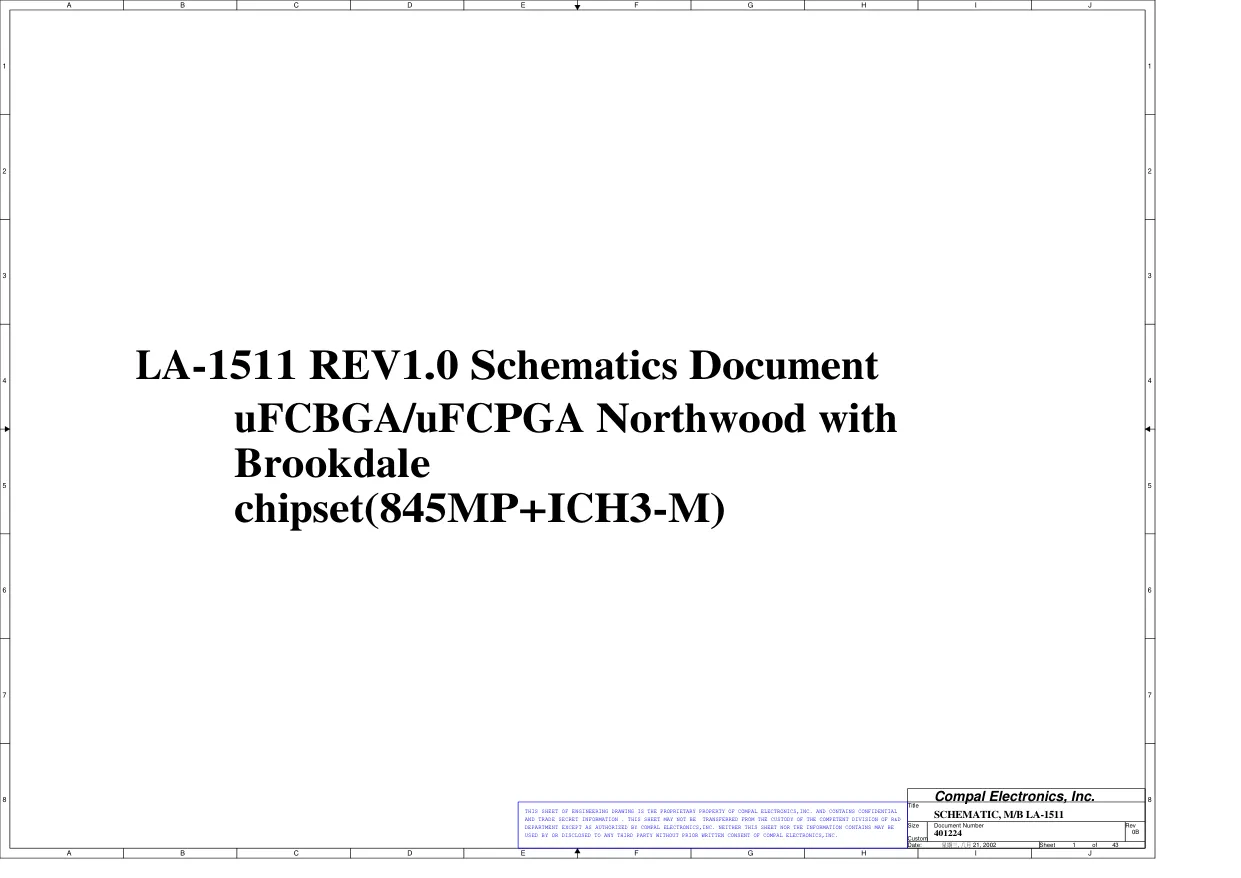 Compal LA-1511 - Схема Rev: 1.0